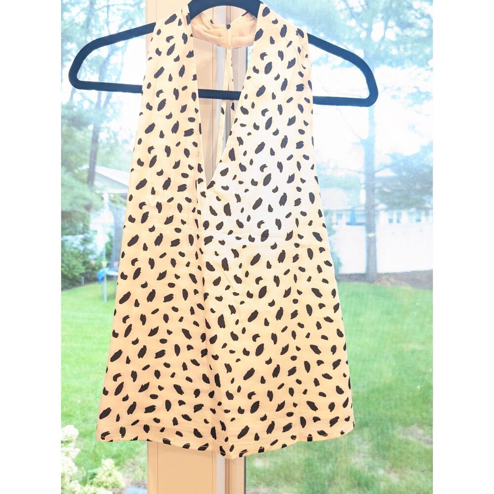RIHOAS NWT Dalmatian Spot Plunging Halter Top – Size XS (Brand New with Tags)